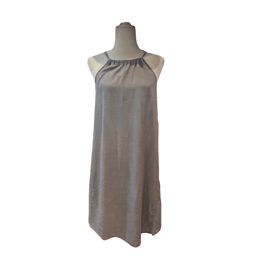 Gray Halter Neck Midi Dress Vacay Casual Summer Grey Denim Anthropologie